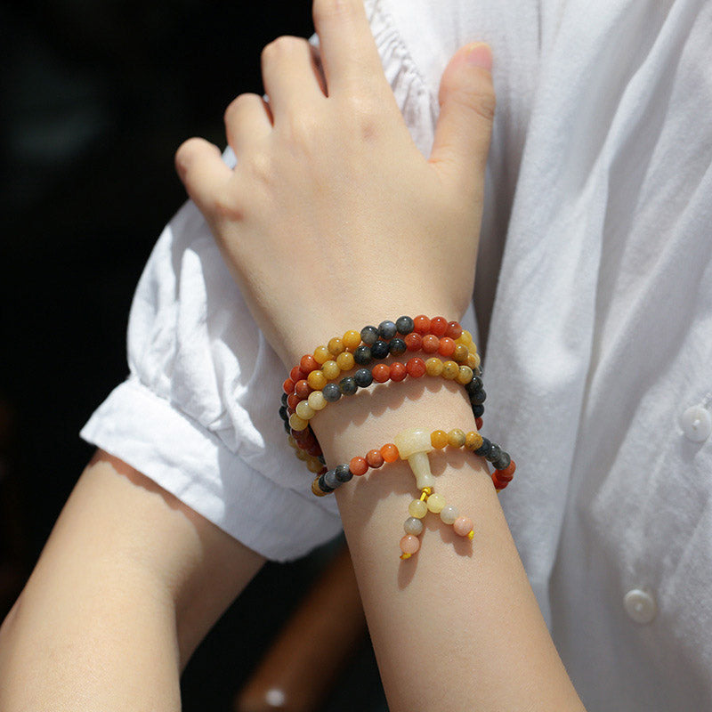 Wear FengShui 108 Beads Natural Red Agate Mala Protection Bracelet