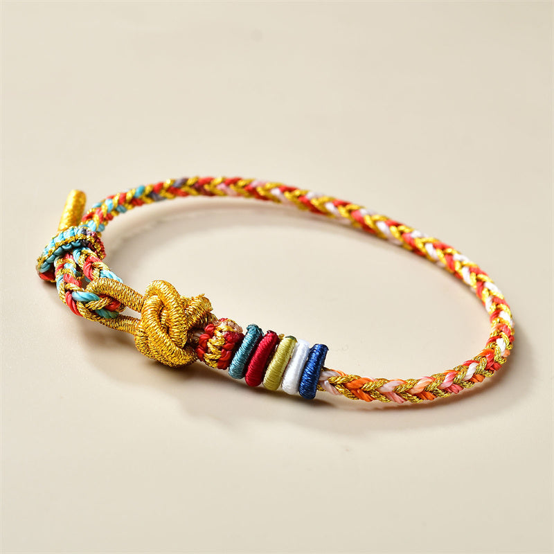 Wear FengShui Handcrafted Colorful Gold Healing Braid Rope Bracelet