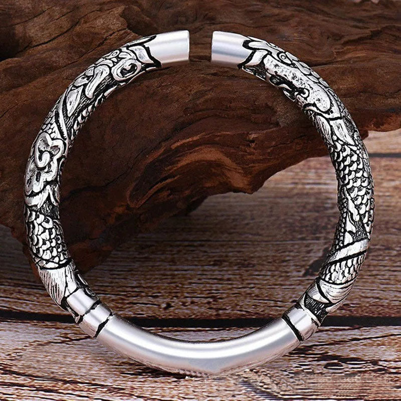 Wear FengShui Dragon Auspicious Clouds Luck Protection Bracelet Adjustable Bangle