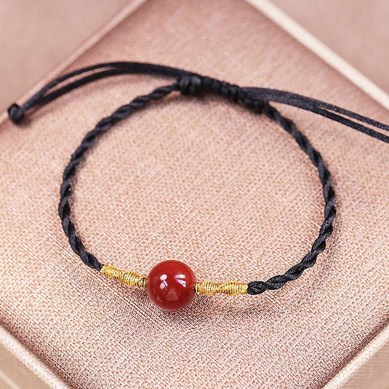 Wear FengShui Natural Red Agate Chalcedony Self-acceptance Confidence String Bead Bracelet Necklace Pendant