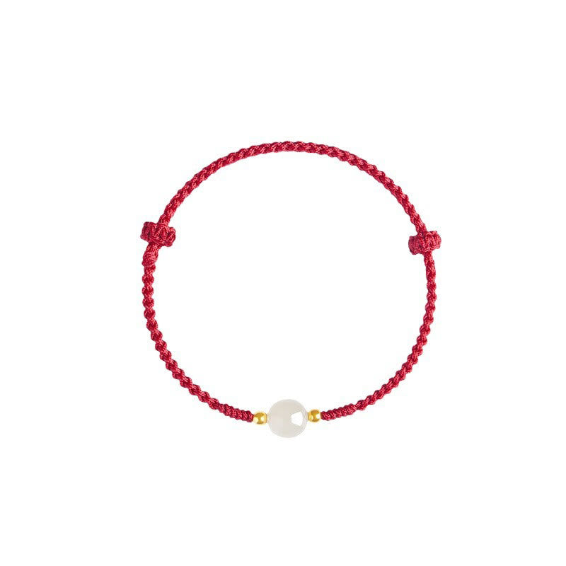 Wear FengShui Handcrafted Round Jade Lucky Bead Prosperity Braided Bracelet