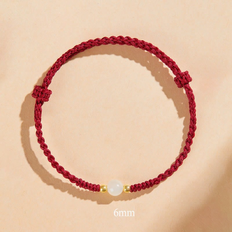 Wear FengShui Handcrafted Round Jade Lucky Bead Prosperity Braided Bracelet