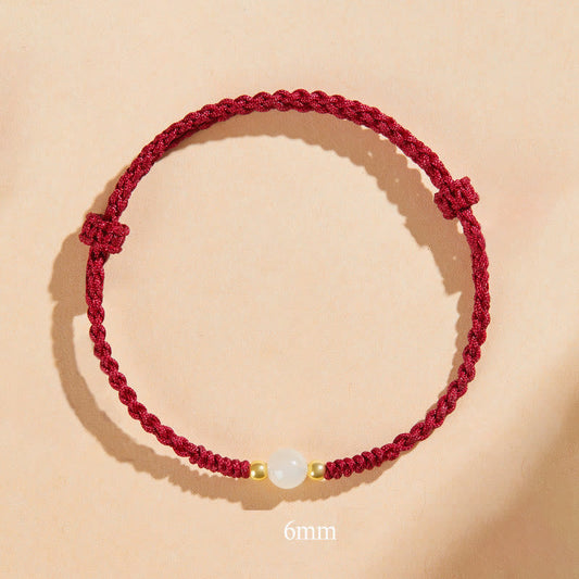 Wear FengShui Handcrafted Round Jade Lucky Bead Prosperity Braided Bracelet