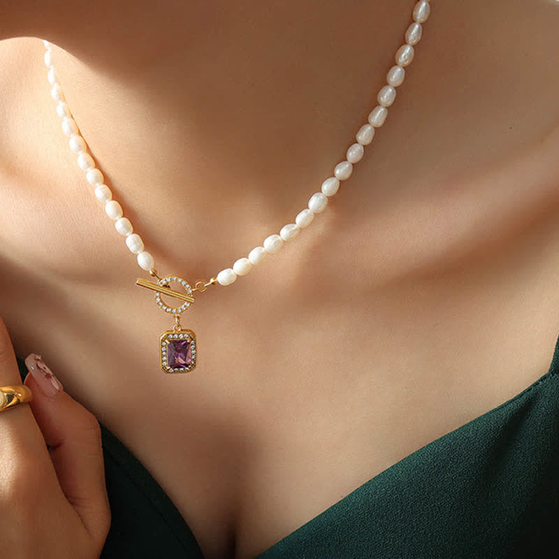 Wear FengShui Pearl Zircon Wealth Charm Necklace Pendant