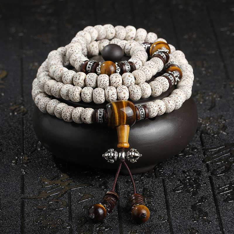 Wear FengShui Handmade Tibetan Tiger Eye Bodhi Seed Peace Bracelet