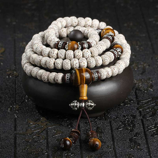 Wear FengShui Handmade Tibetan Tiger Eye Bodhi Seed Peace Bracelet