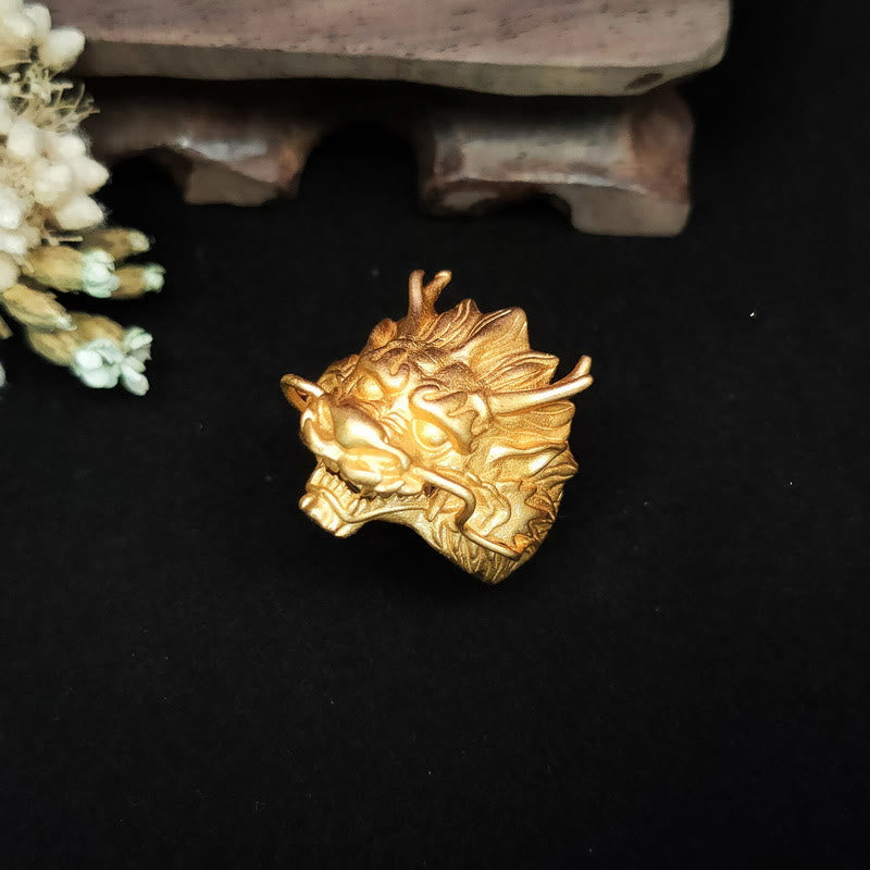 Wear FengShui Golden Dragon Luck Protection Ring