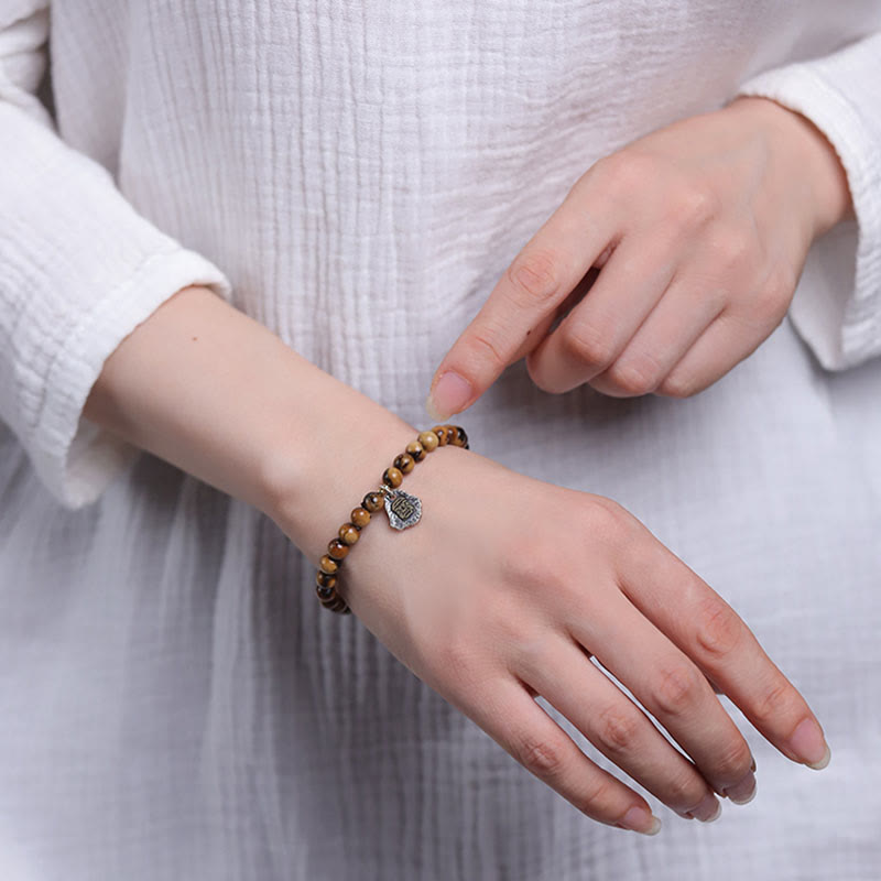 Wear FengShui 925 Sterling Silver Natural Golden Sea Willow Zakiram Goddess of Wealth Lucky fortune Fu Character Success Bracelet