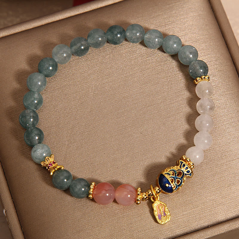 Wear FengShui Jade Yanyuan Agate White Jade Koi Fish Scripture Charm Luck Bracelet