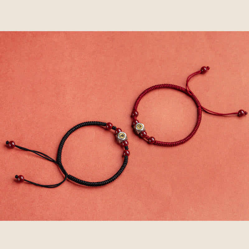 Wear FengShui 925 Sterling Silver Chinese Zodiac Natal Buddha Cinnabar Calm Bracelet
