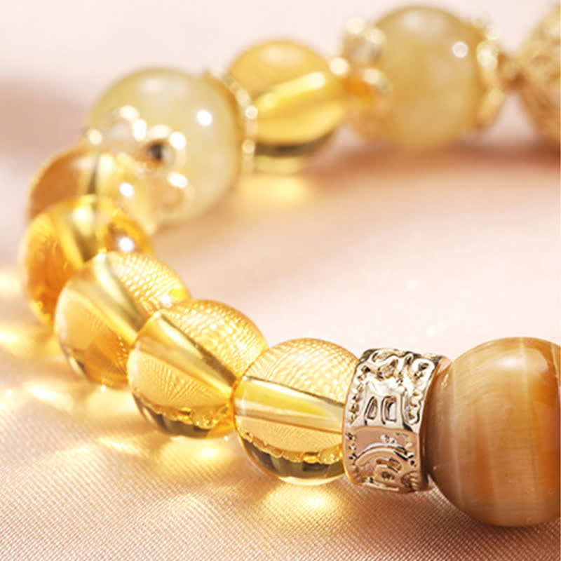 Wear FengShui Citrine Generosity Prosperity Beaded Bracelet