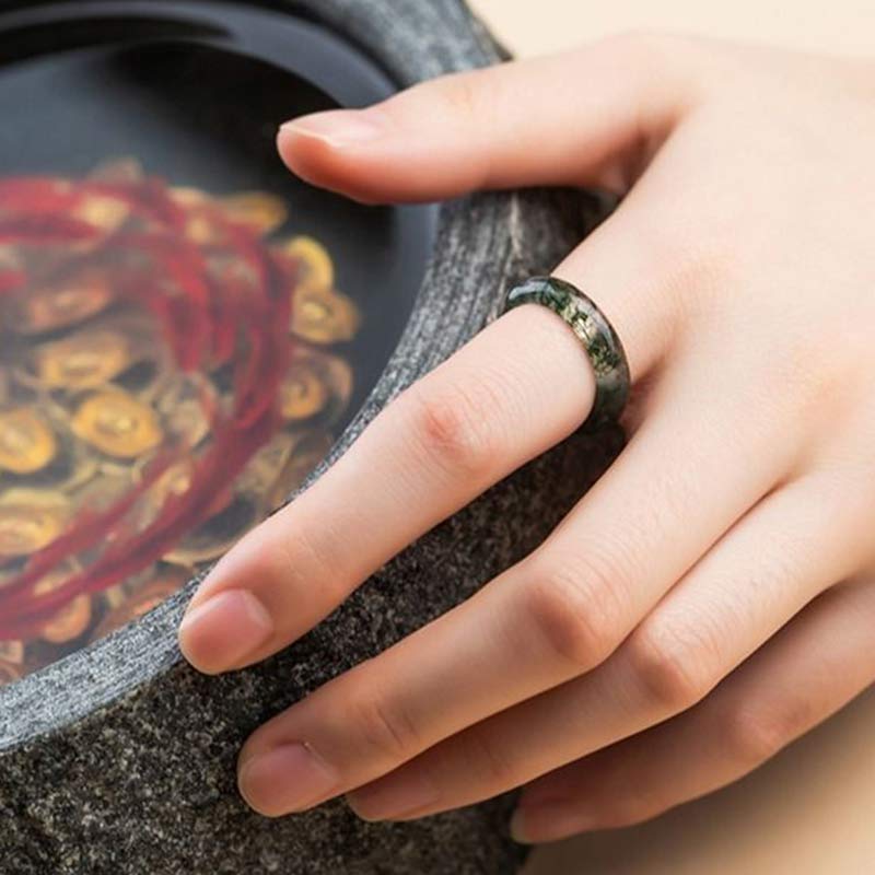 Wear FengShui Moss Agate Healing Balance Ring