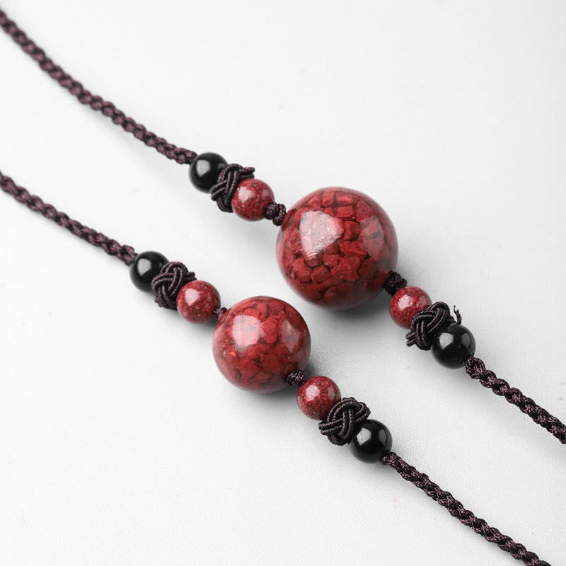 Wear FengShui Natural Cinnabar Stones Bead Blessing Necklace Pendant