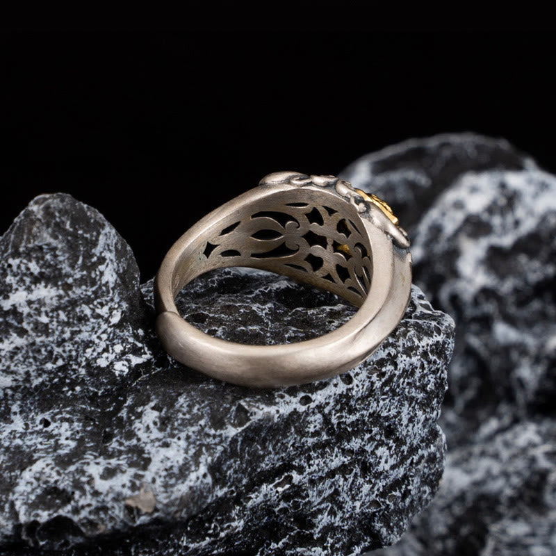 Wear FengShui 925 Sterling Silver Tibetan Skull Protection Adjustable Ring
