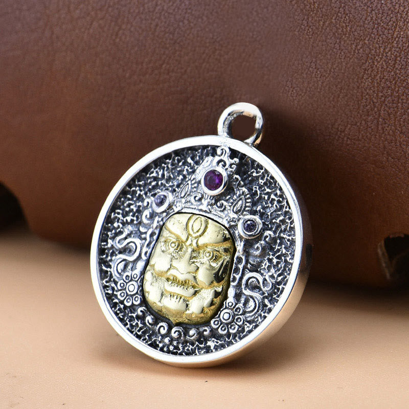 Wear FengShui 925 Sterling Silver Zakiram Goddess of Wealth Dorje Vajra Spiritual Necklace Pendant