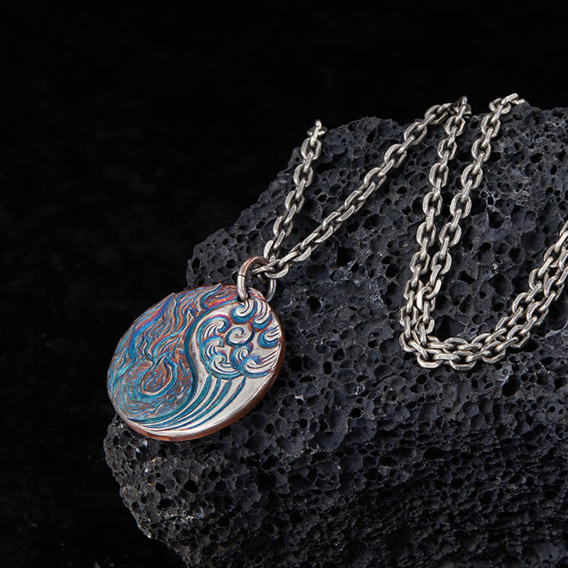 Wear FengShui 990 Sterling Silver Yin Yang Water and Fire Balance Necklace Pendant