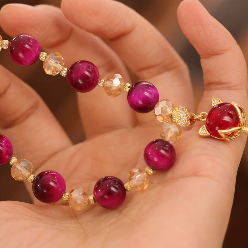 Wear FengShui Red Tiger Eye PiXiu Fox Protection Self Confidence Bracelet