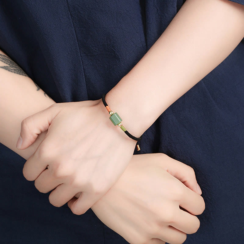 Wear FengShui Tibet Handmade Green Aventurine Red Stone Malachite Luck Protection Braided Rope Bracelet