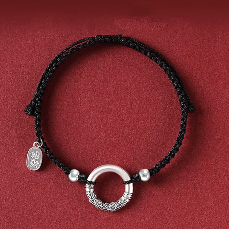Wear FengShui 925 Sterling Silver Black Onyx Peace Buckle Fu Character Charm Bracelet