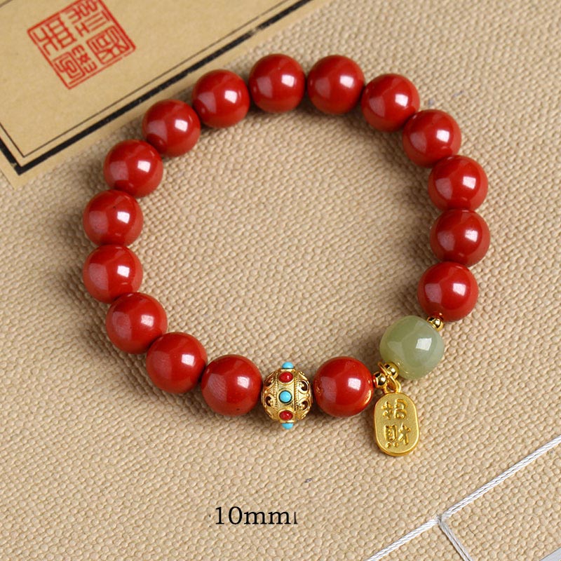 Wear FengShui Cinnabar Green Aventurine Fortune Protection Charm Bracelet