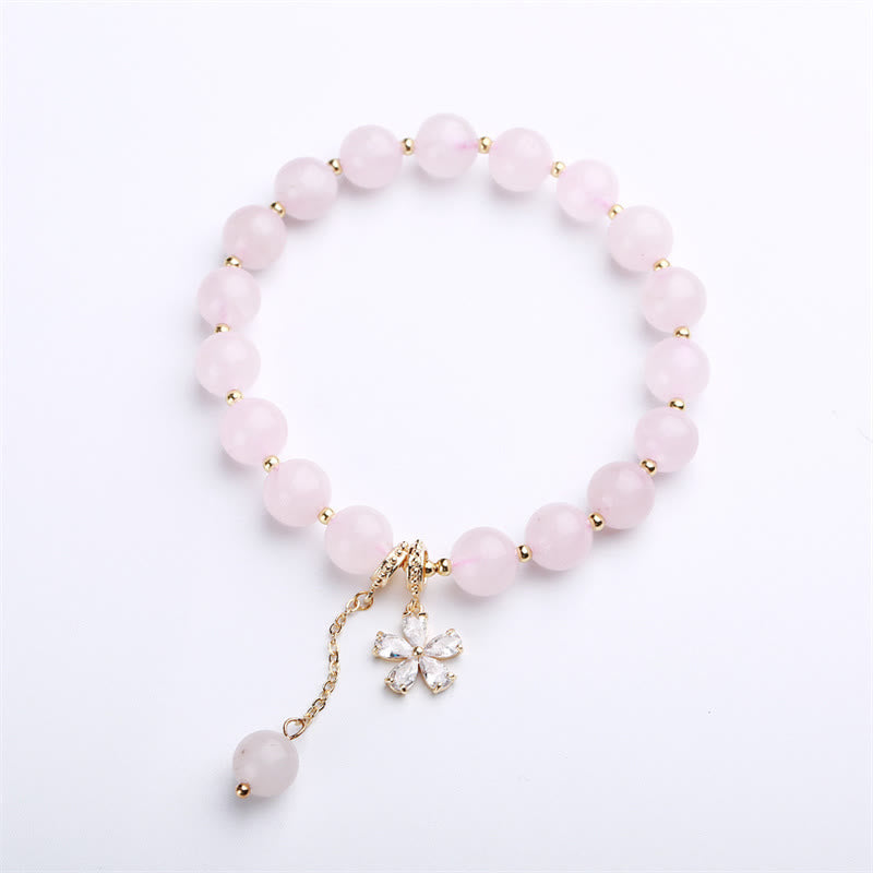 Wear FengShui Natural Pink Crystal Plum Blossom Love Bracelet