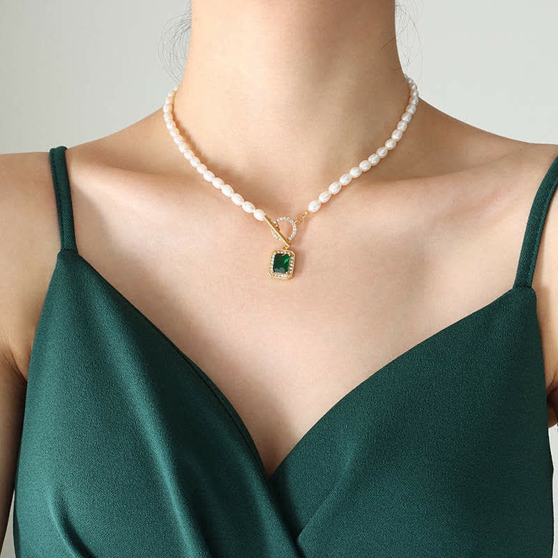 Wear FengShui Pearl Zircon Wealth Charm Necklace Pendant