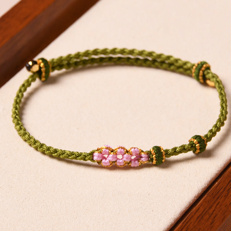 Wear FengShui Handmade Peach Blossom Protection Braided Rope Bracelet