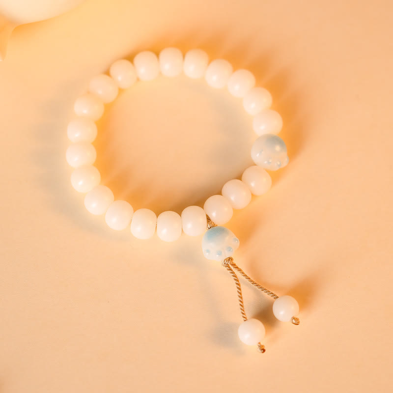 Wear FengShui Natural Bodhi Seed Lovely Paw Lucky Cat Paw Peace Bracelet