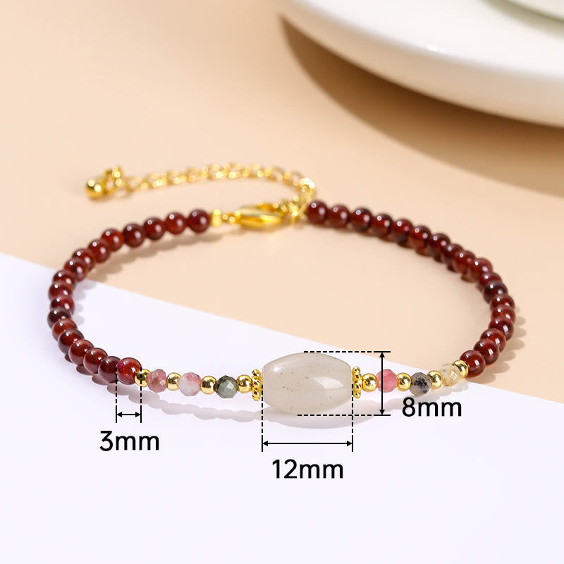 Wear FengShui Garnet Jade Tourmaline Bead Passion Bracelet