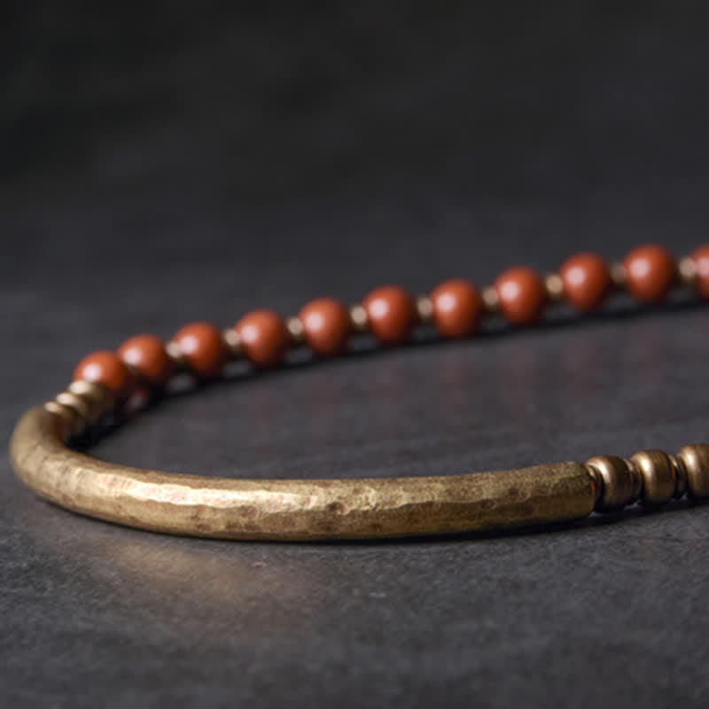 Wear FengShui Red Jasper Moss Agate Black Obsidian Crystal Copper Peace Couple Bracelet
