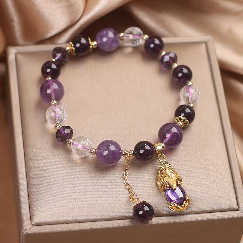 Wear FengShui  Natural Amethyst PiXiu Healing Bracelet