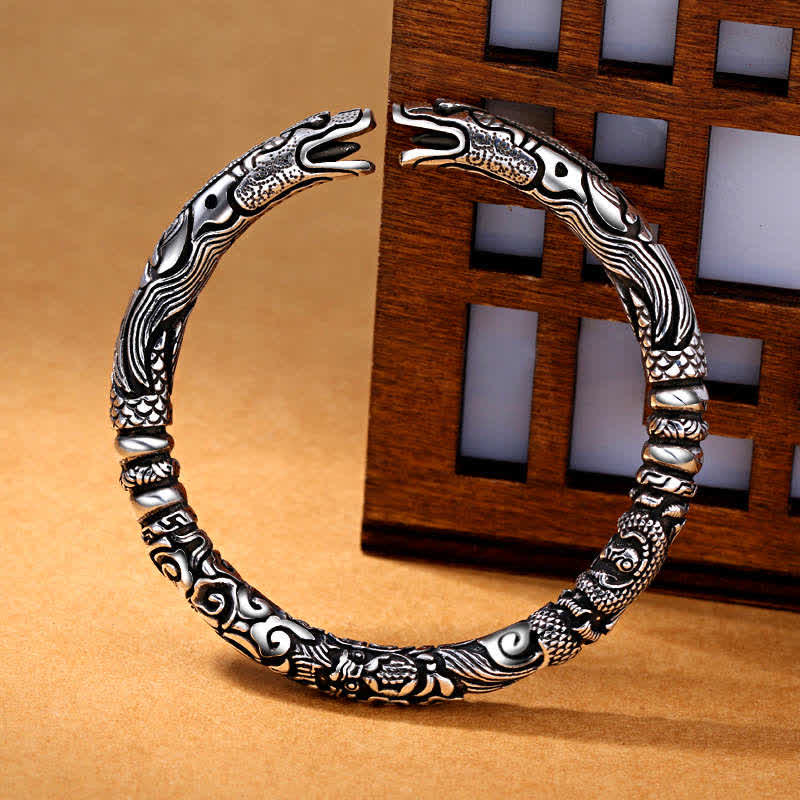 Wear FengShui Dragon Head Carved Luck Bracelet Bangle