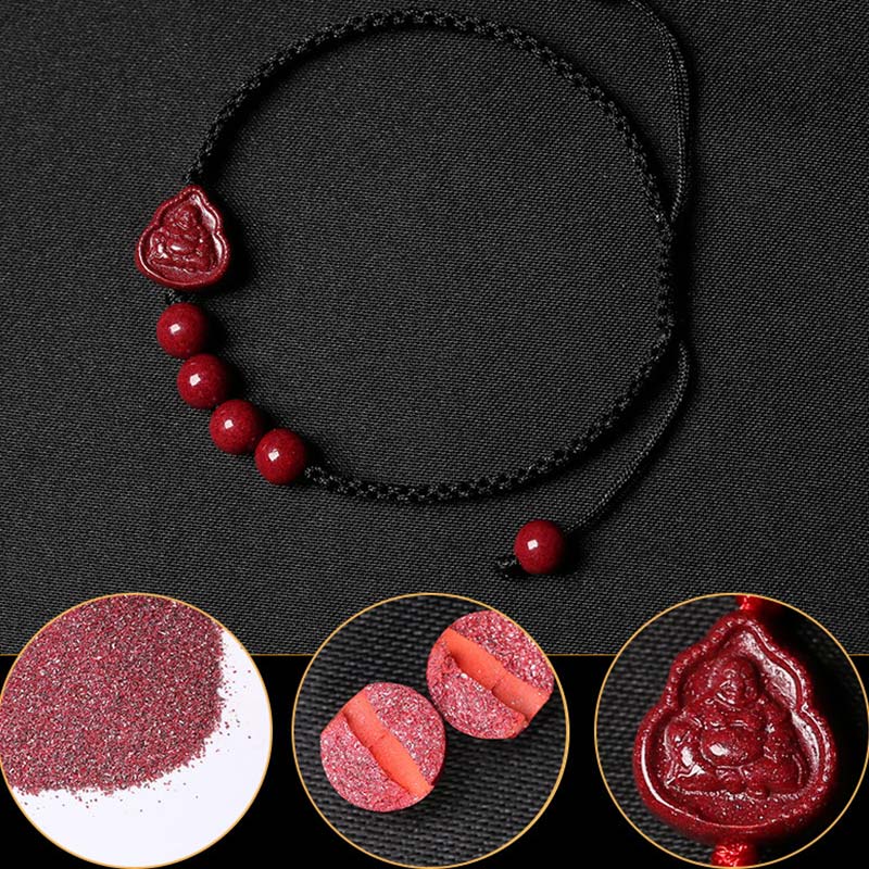 Wear FengShui Laughing Buddha Avalokitesvara Cinnabar Blessing String Bracelet