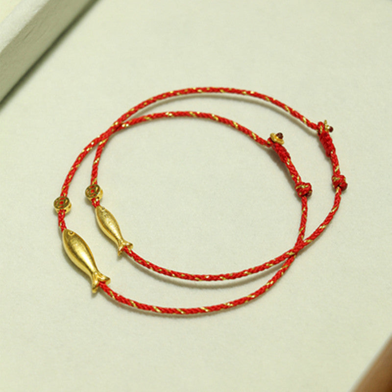 Wear FengShui 14K Gold Plated Koi Fish Luck Wealth Braided Bracelet
