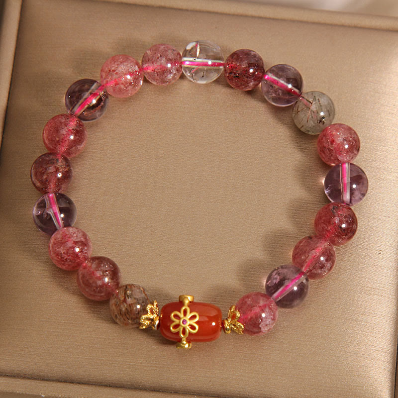 Wear FengShui Natural Super Seven Crystal Red Agate Positivity Bracelet