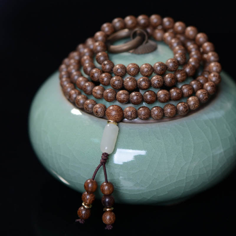 Wear FengShui 108 Mala Beads Rosewood Jade Calm Bracelet