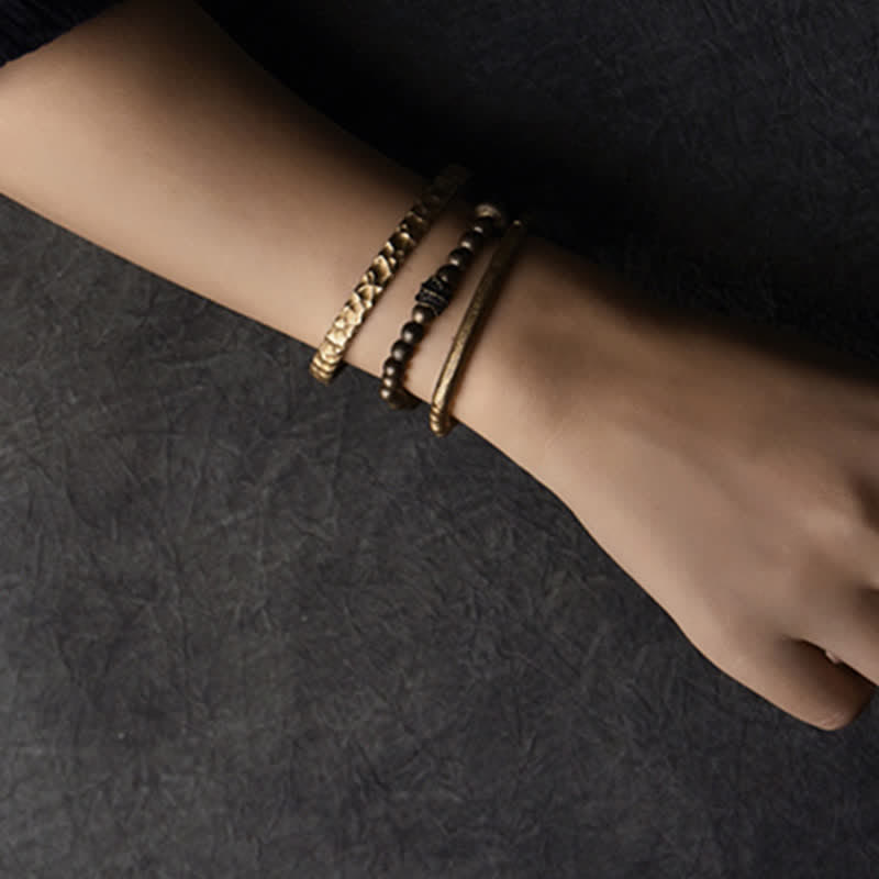 Wear FengShui Lava Rock Stone Copper Balance Cuff Bracelet Bangle