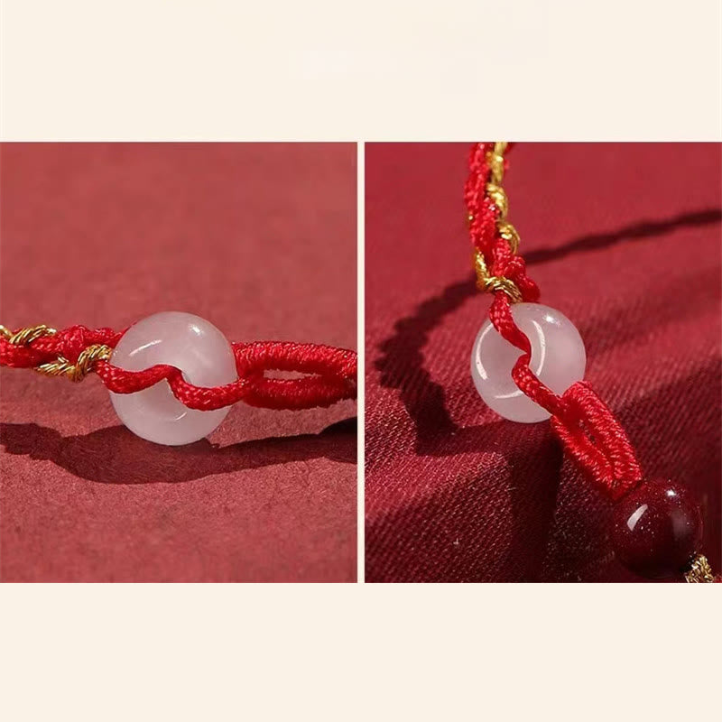 Wear FengShui Natural Cinnabar Jade Peace Buckle Blessing Bracelet