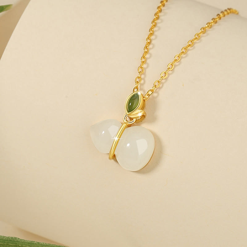Wear FengShui 925 Sterling Silver Hetian Jade Gourd Abundance Necklace Pendant