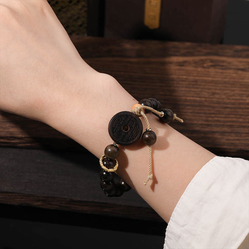 Wear FengShui Ebony Wood Mountain Ghosts Spend Money Balance Bracelet