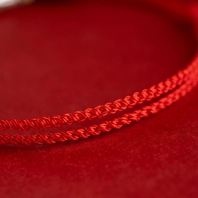 Wear FengShui 925 Sterling Silver Koi Fish Cinnabar Bead Wealth Handcrafted Braided Bracelet Anklet