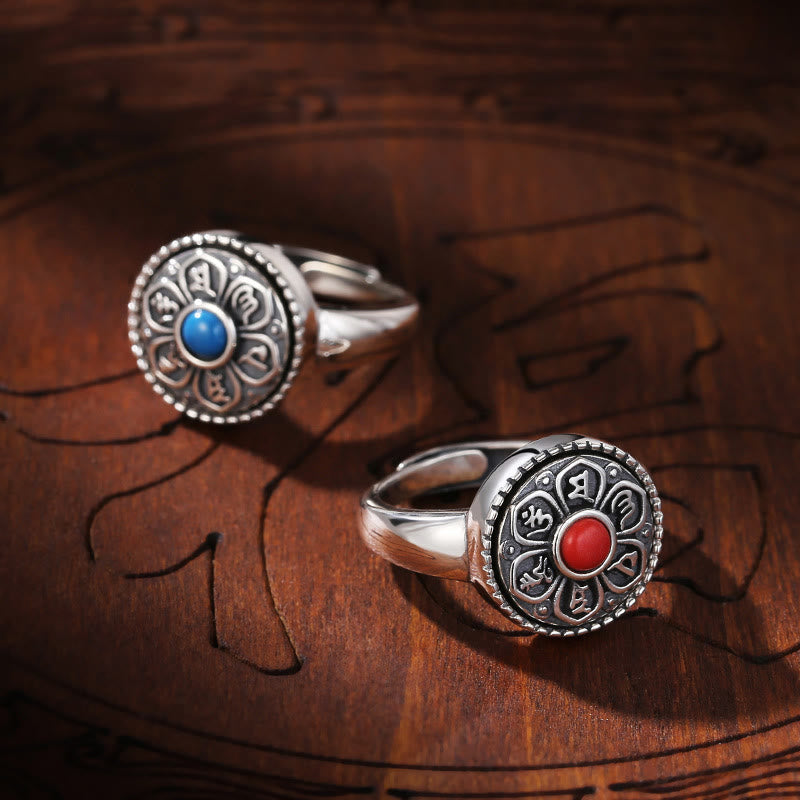Wear FengShui Tibetan Om Mani Padme Hum Peace Rotatable Ring