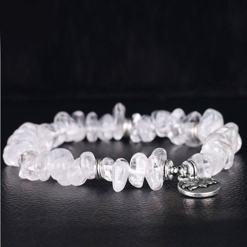 Wear FengShui Natural White Crystal Lotus Healing Bracelet