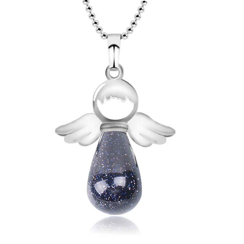 Wear FengShui Little Angel Wings Natural Crystal Luck Necklace Pendant