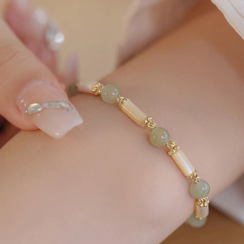 Wear FengShui Tridacna Stone Red Agate Hetian Jade Blessing Bracelet