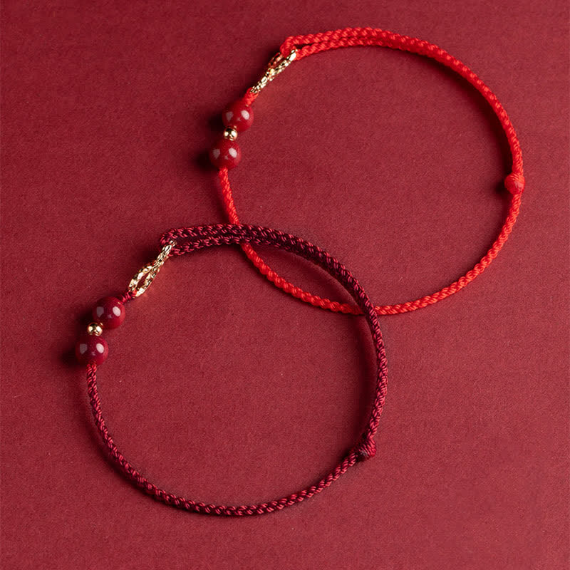 Wear FengShui Cinnabar Blessing Red String Golden Infinity Symbol Bracelet Anklet
