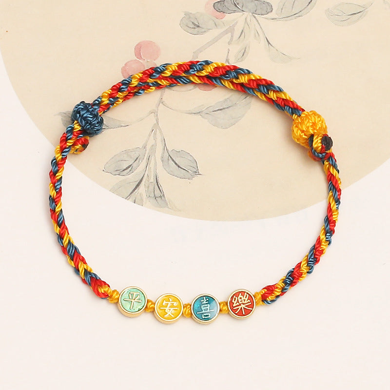 Wear FengShui Handmade Dunhuang Color Thread Peace And Joy Protection Braid String Bracelet
