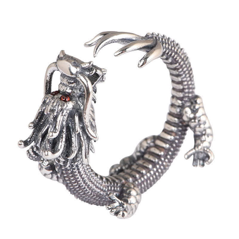 Wear FengShui 925 Sterling Silver Dragon Luck Protection Ring