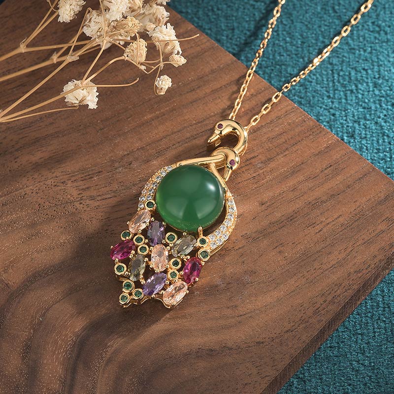 Wear FengShui Cyan Jade Success Necklace Chain Pendant