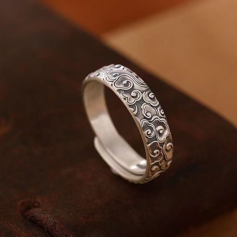 Wear FengShui Vintage Auspicious Clouds Pattern Luck Ring